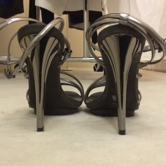 Tory Burch Silver Ankle Wrap Stilettos - Picture 2 of 4